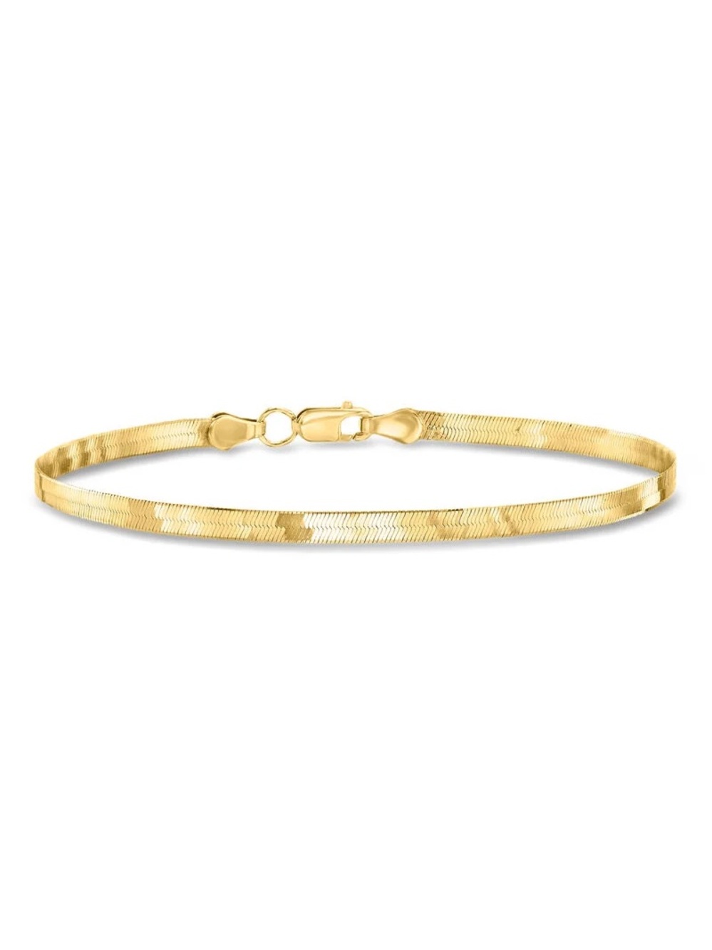 14K Gold Herringbone Bracelet—3mm chain size—7 inch, lobster clasp